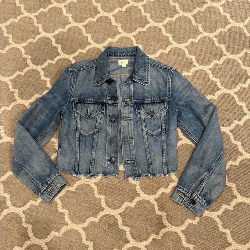 Able brand “The Naibi” Blue Denim Cropped Jacket